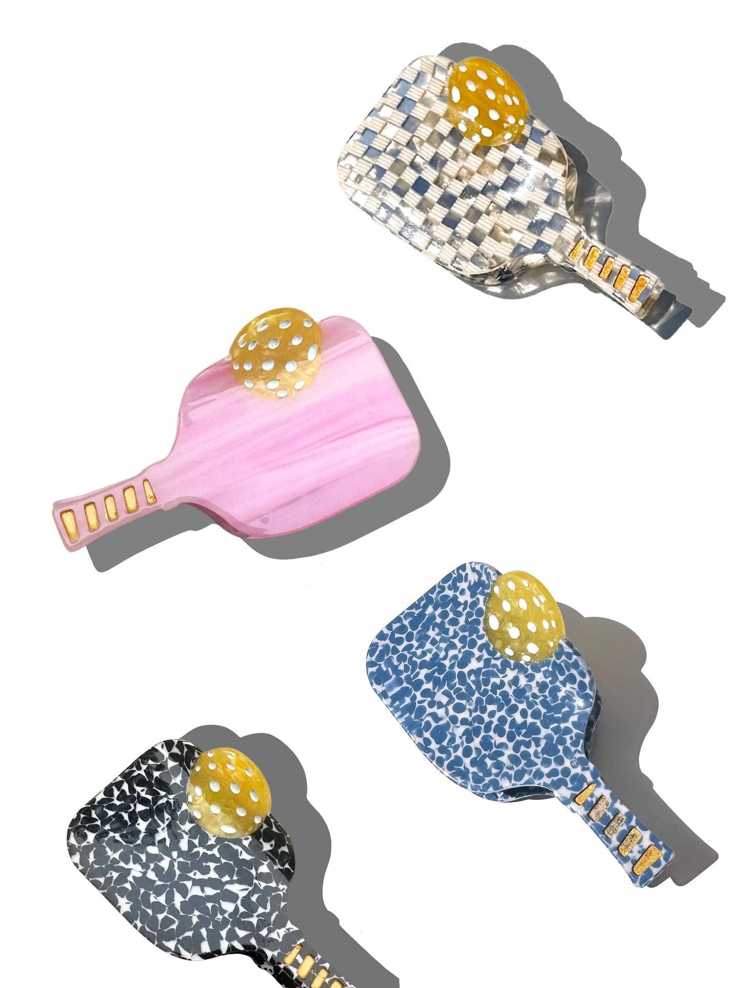 Hand-painted Pickleball Paddle Claw Hair Clip | Eco-Friendly: Blue Speckle