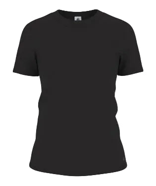 Women's black crew neck short-sleeve T-shirt, basic fitted knit