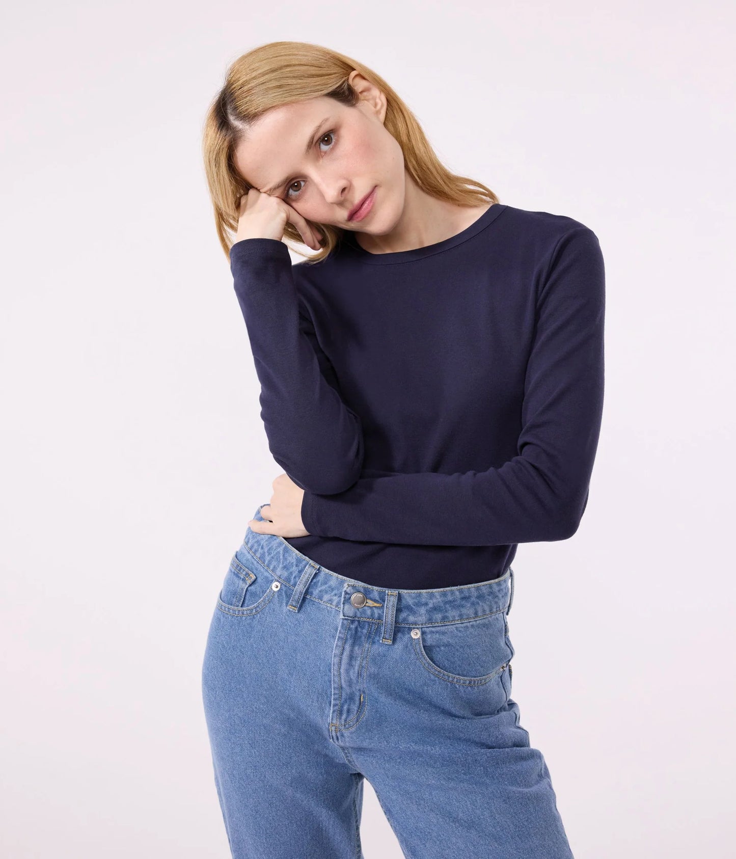 Womens LS Crew Neck Tee Navy