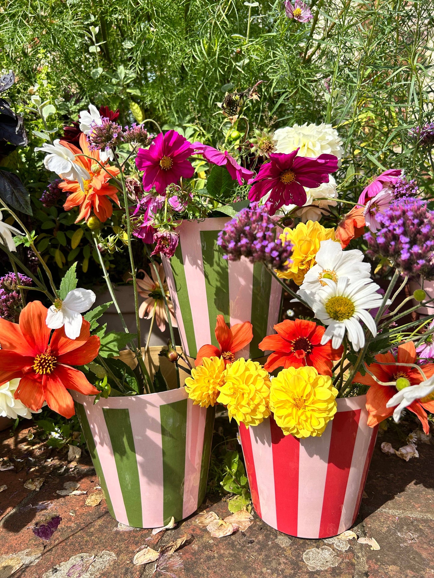 The Penny Planter in Pink and Green Stripe