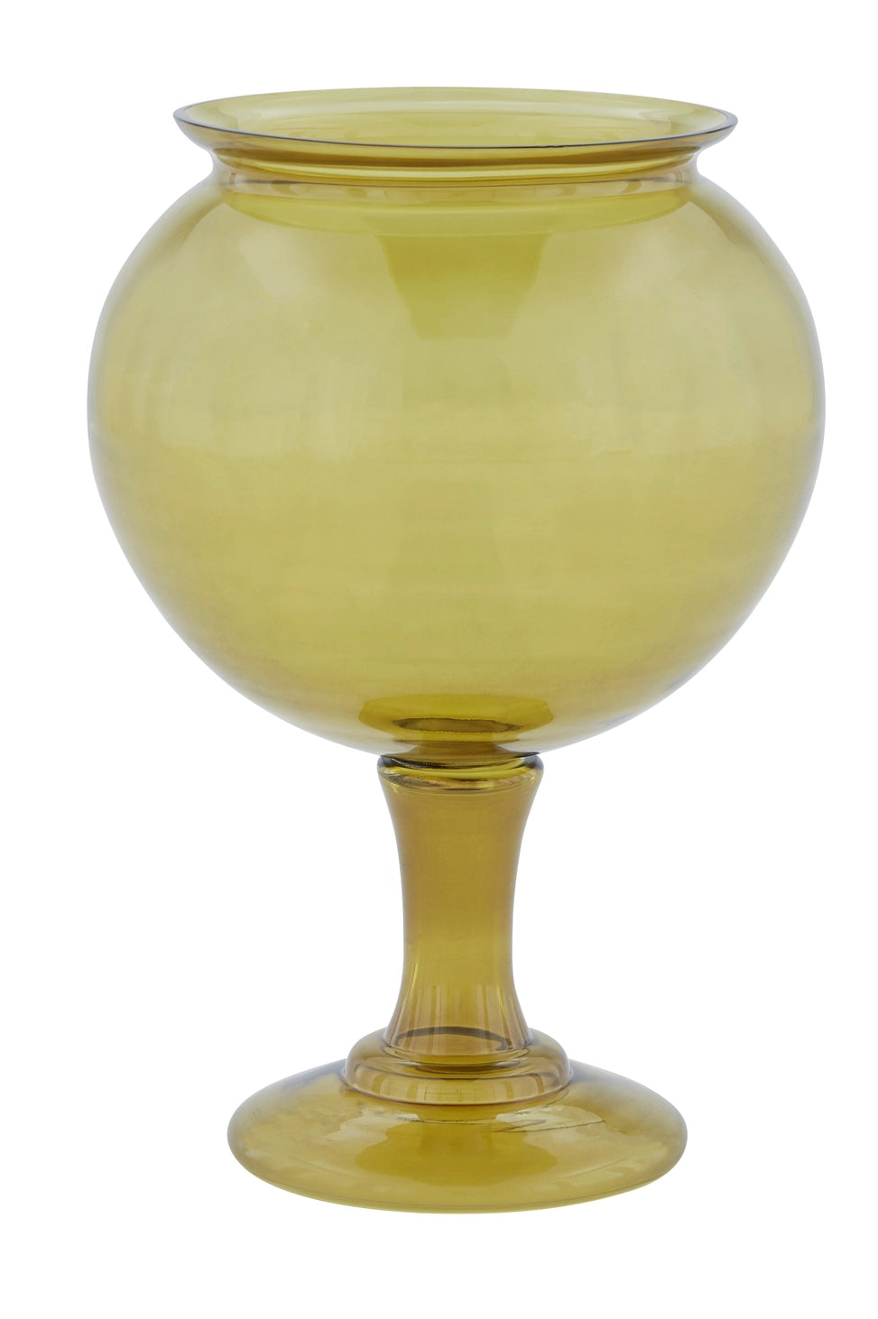 Leech Bowl glass goblet, light yellow-green, wide rim and flared base