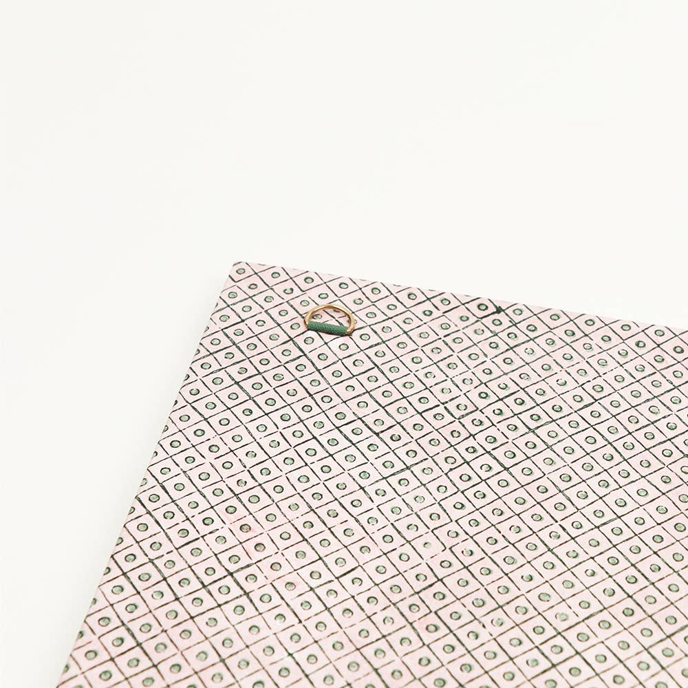 BLOCK PRINTED WALL PICTURE FRAME - GREEN ROBIN PEONY