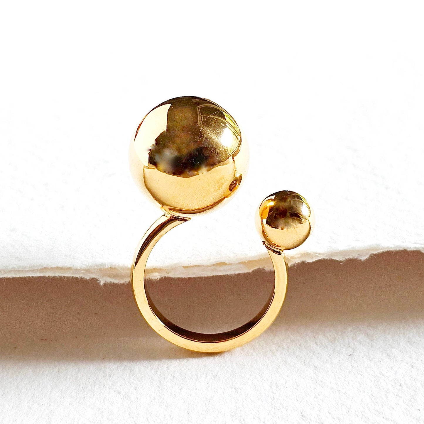 18k gold plated Modern double moon chunky bold ring