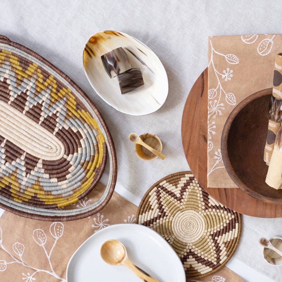 Large Oval Horn Bowl: White