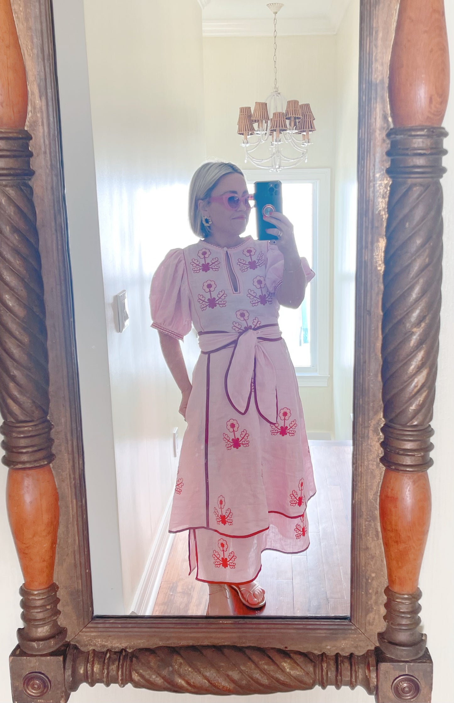 Lillie Ukrainian Embroidered Dress - Pink, Wine