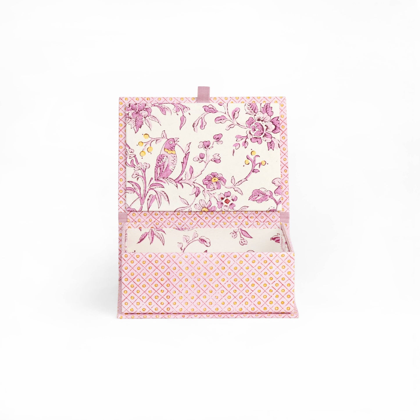 BLOCK-PRINTED KEEPSAKE BOX - BLOOMING TRELLIS LILAC: Large