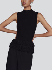 De Loreta Sleeveless Knit Top with Fringe