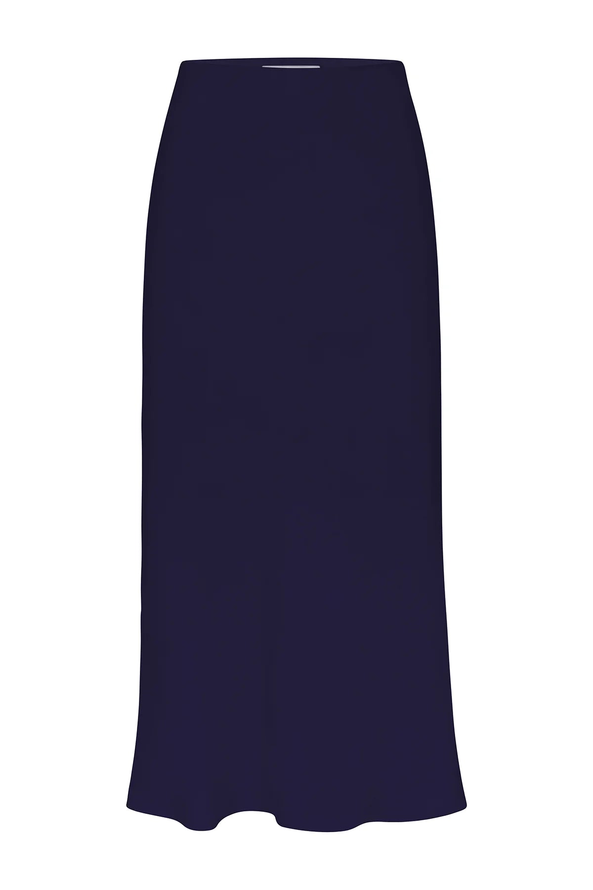 Bias-cut stretch twill skirt in dark navy, straight hem