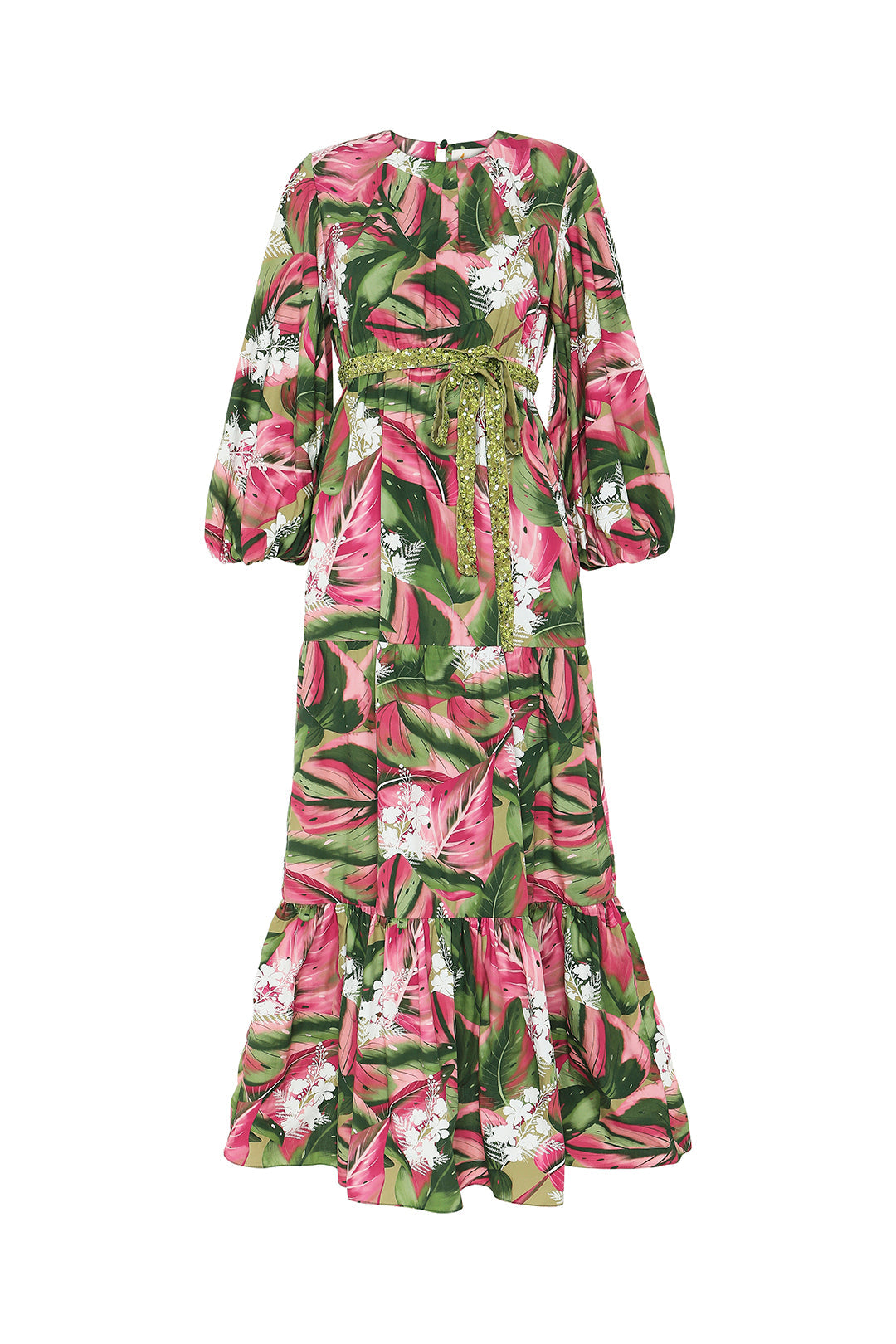 Tropical Tiered Midi Dress