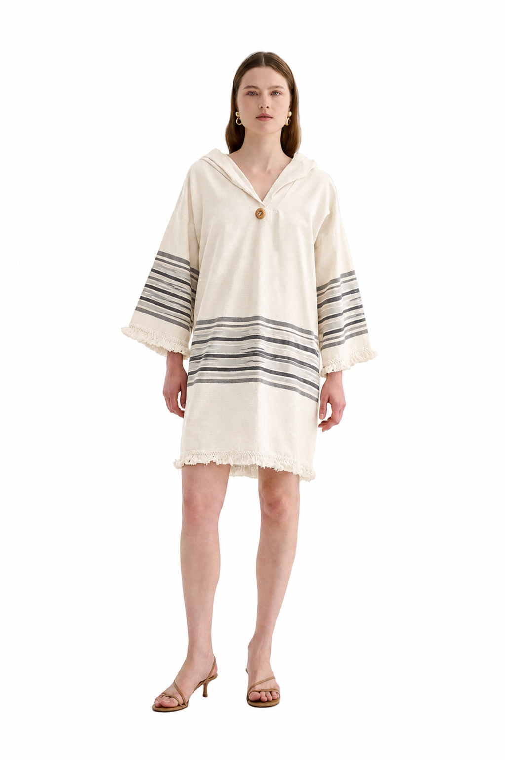 Hooded Pesthamal Mini Dress Natural