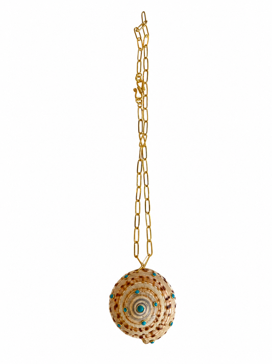 Sea Shell Necklace - Turquoise Gems