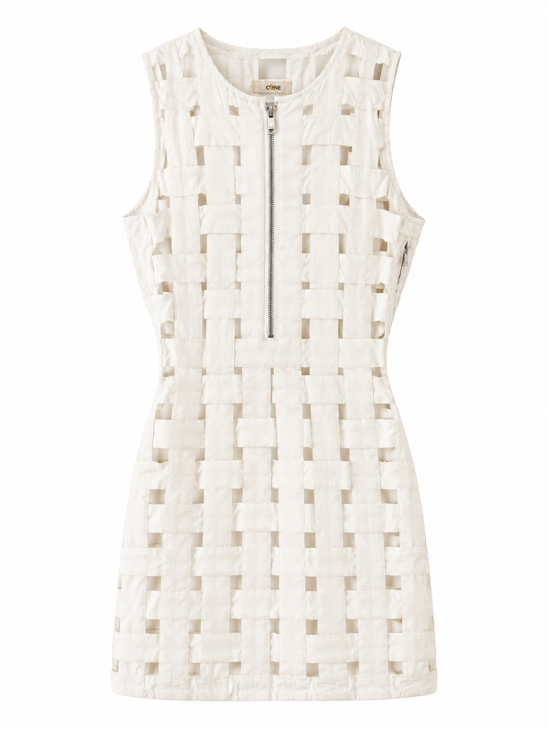Celine by Phoebe Philo vintage patchwork sleeveless shift dress, off-white
