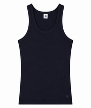 Navy tank top with scoop neckline, sleeveless