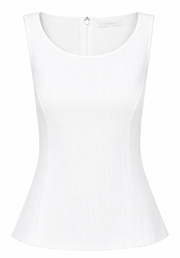 IRIA white sleeveless scoop-neck top with back zipper