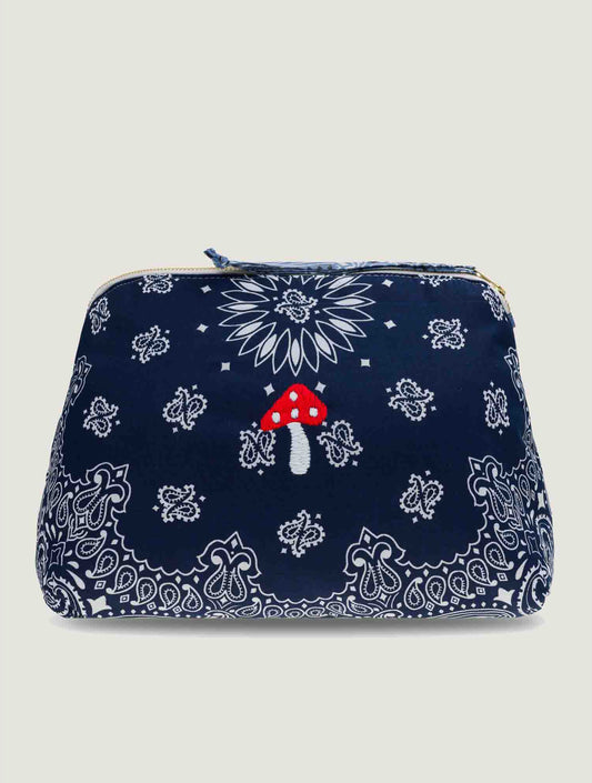 Large Vanity Pouch Navy Mushroom
