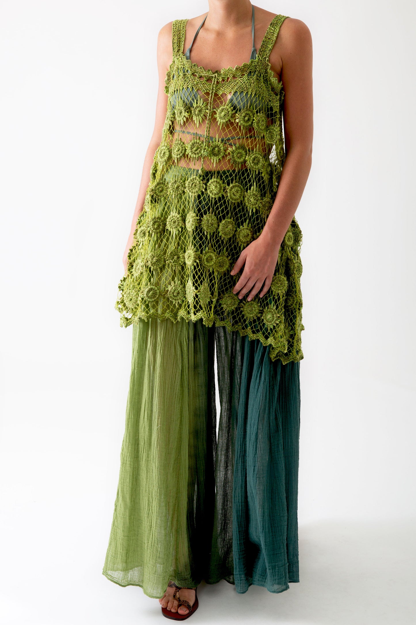 Vana Filet Lace Coverup in Green