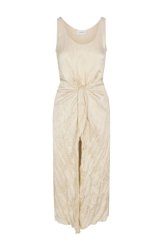 D.K. Midi Wrap Dress in Lustrous Crinkle Weave