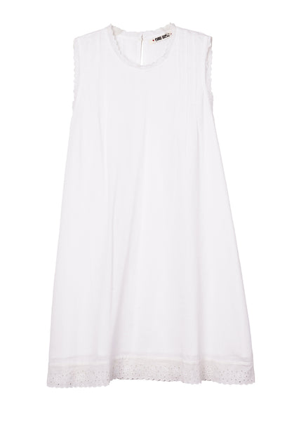 Ebba White Embroidered Cotton Dress – TUKE BAZAAR