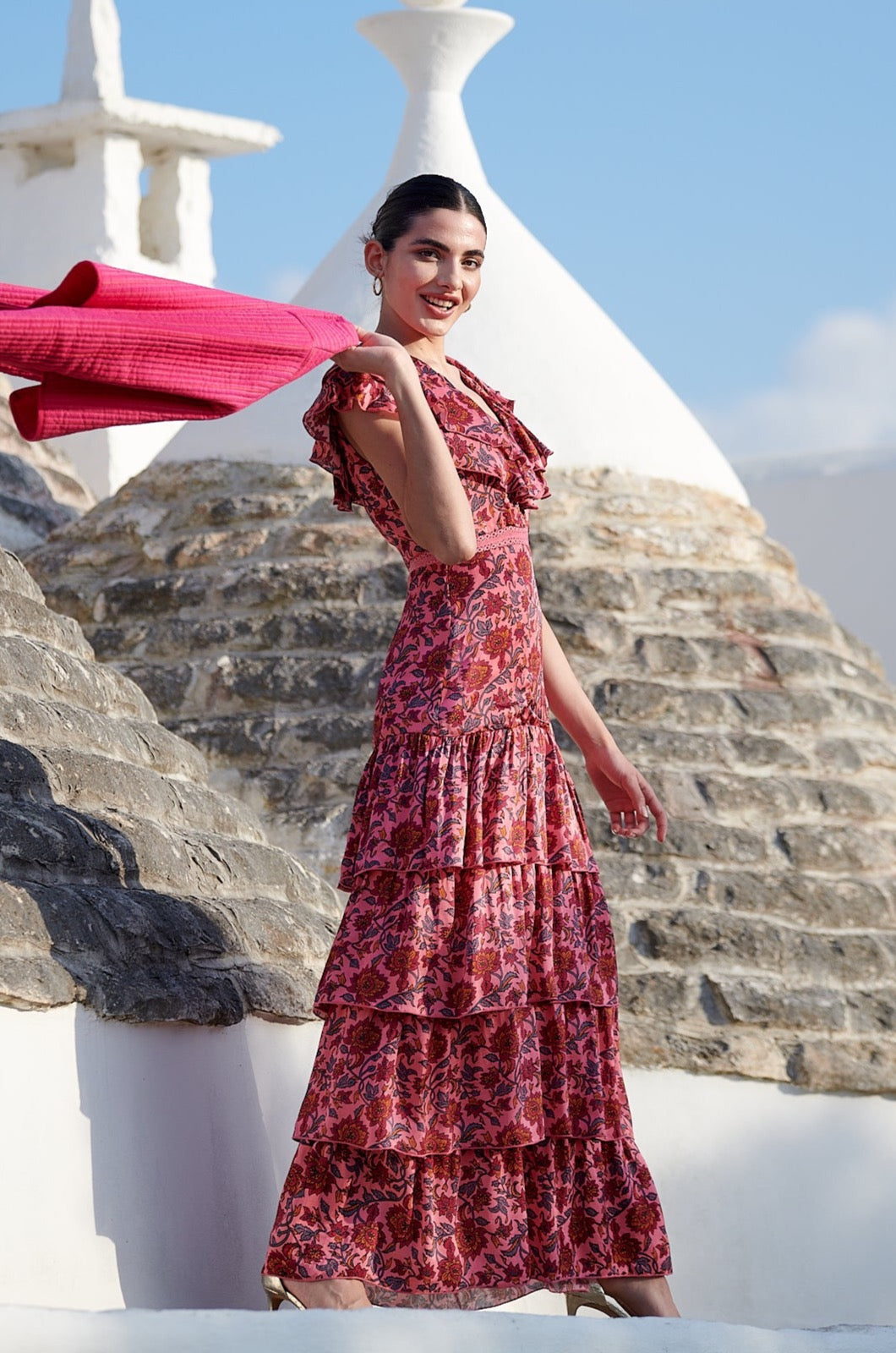 Pippa Maxi Dress in Magenta Rose