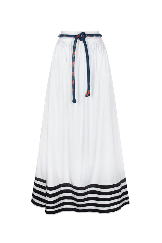 Encantada Skirt in White / Navy