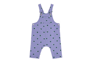 Lavender heart-print suspender overall with front bib and full legs