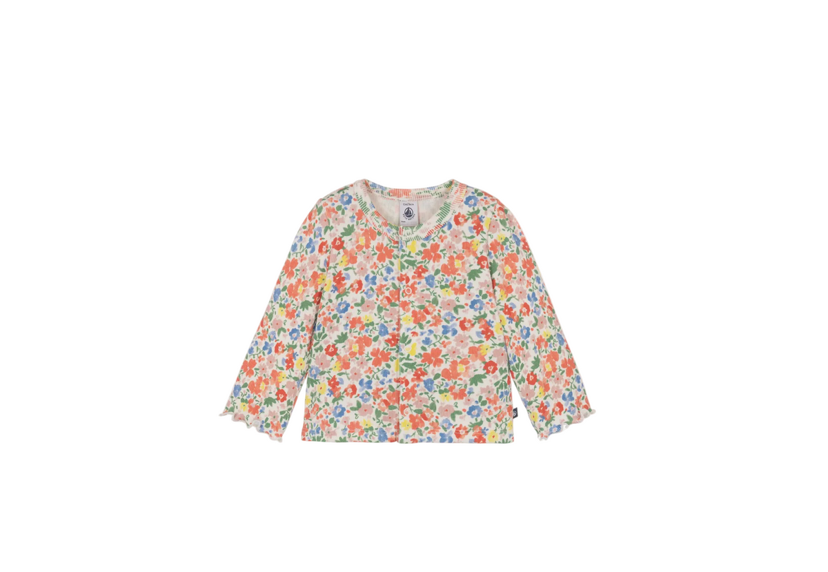 Petit Bateau multicolor floral V-neck cardigan with long sleeves