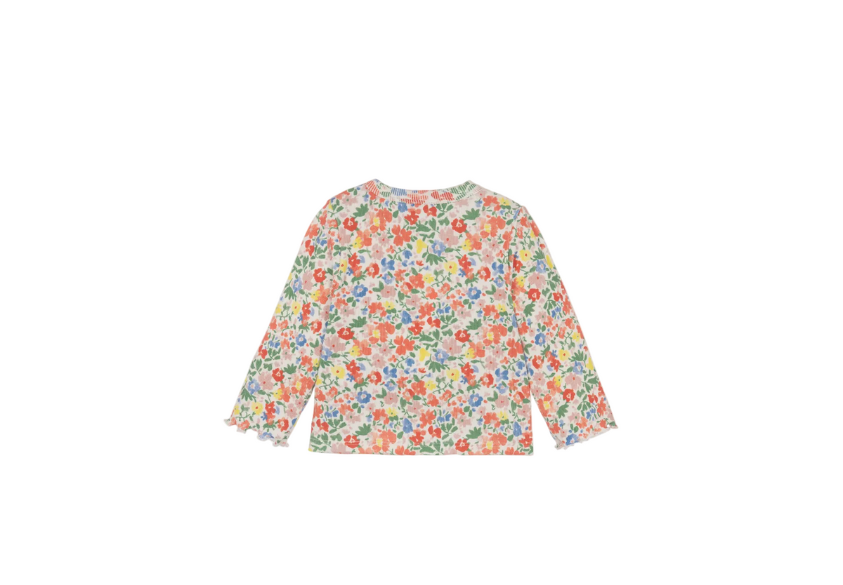 Petit Bateau floral cardigan with long sleeves and crew neck, multicolor flower print