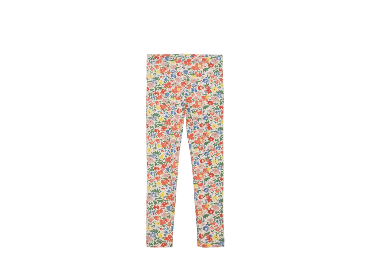 Petit Bateau floral leggings with multicolor botanical print, full-length skinny fit