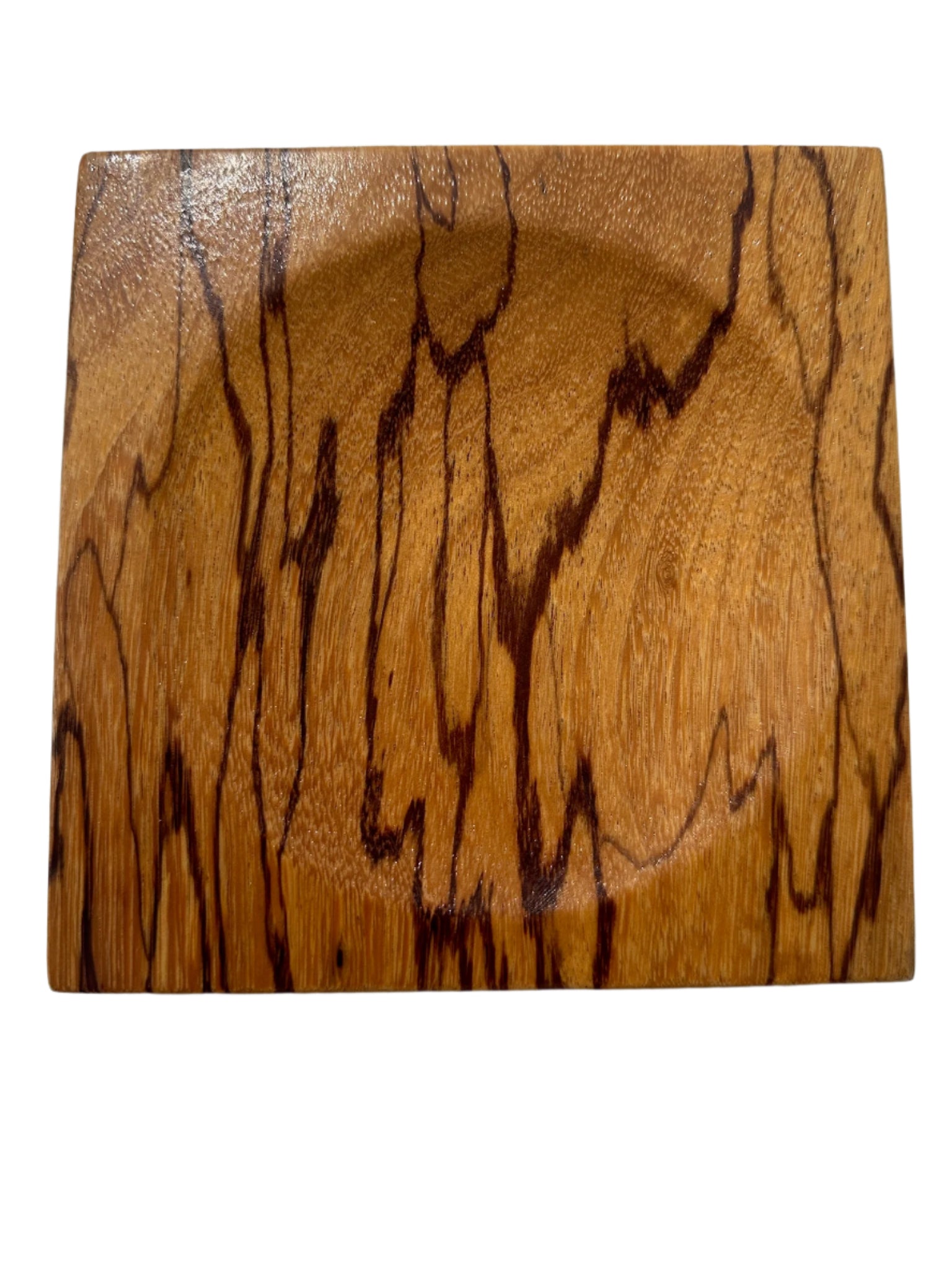 Marblewood dresser caddy, square wooden tray with dark swirl grain