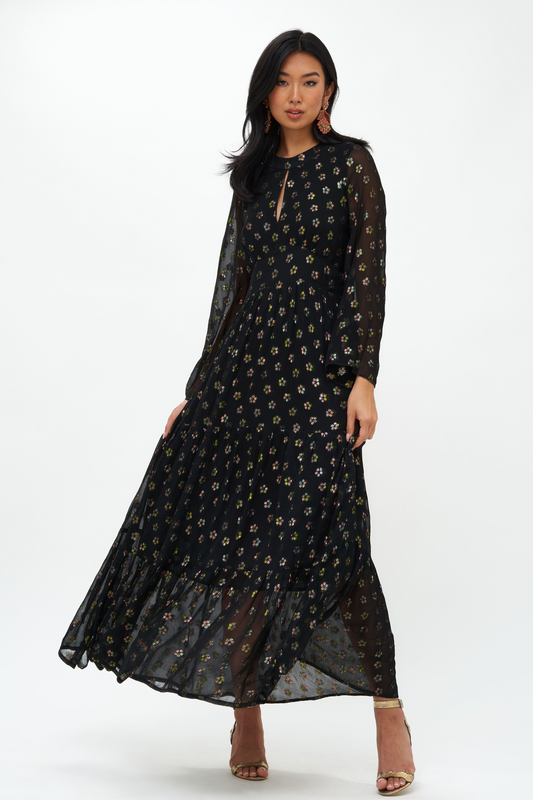 Balloon Waisted Maxi- Kala Black