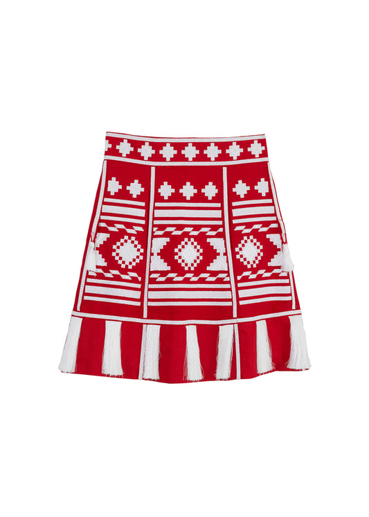 Frances Embroidered Ukrainian Skirt - Red