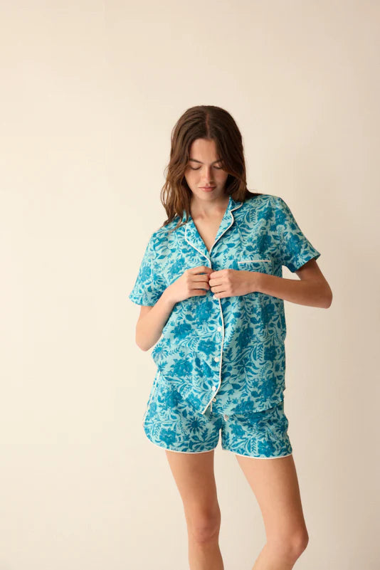 Sleepwear Short Set Geometric Green