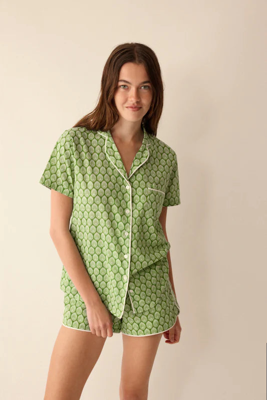 Sleepwear Short Set Geometric Green