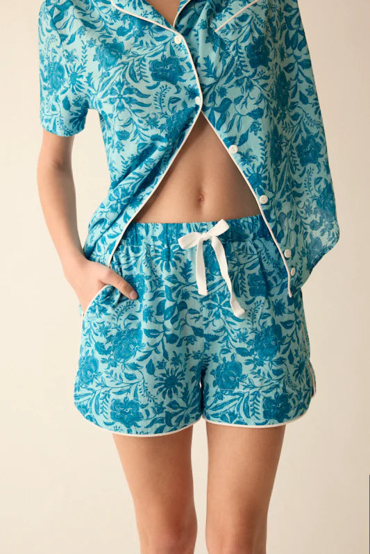 Sleepwear Short Set Geometric Green