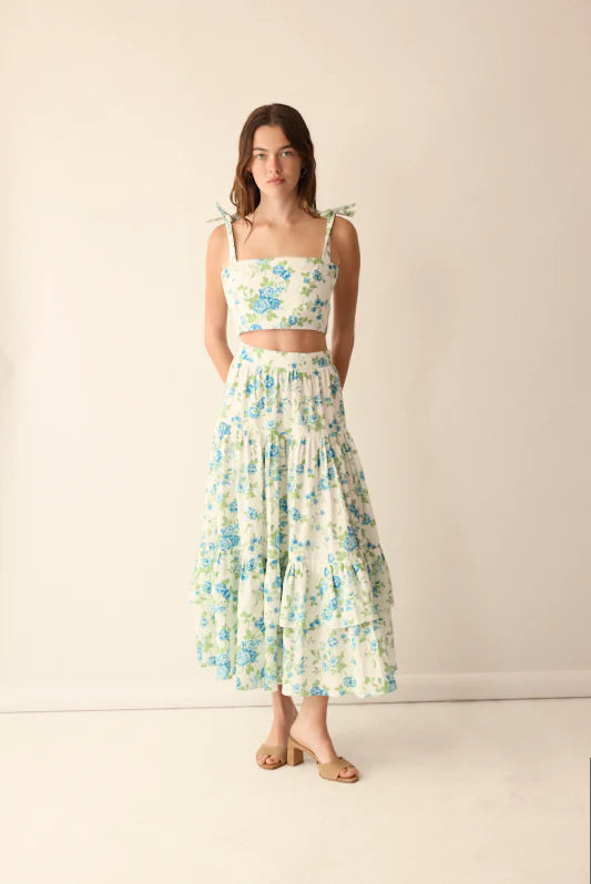 Elsa Skirt in Blue & White Floral