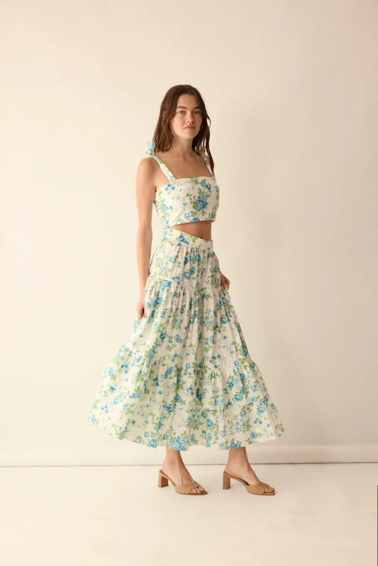 Elsa Skirt in Blue & White Floral