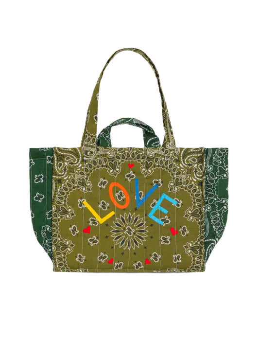 Moyen Cabas Matelassé LOVE Bronze/Green - PRE ORDER