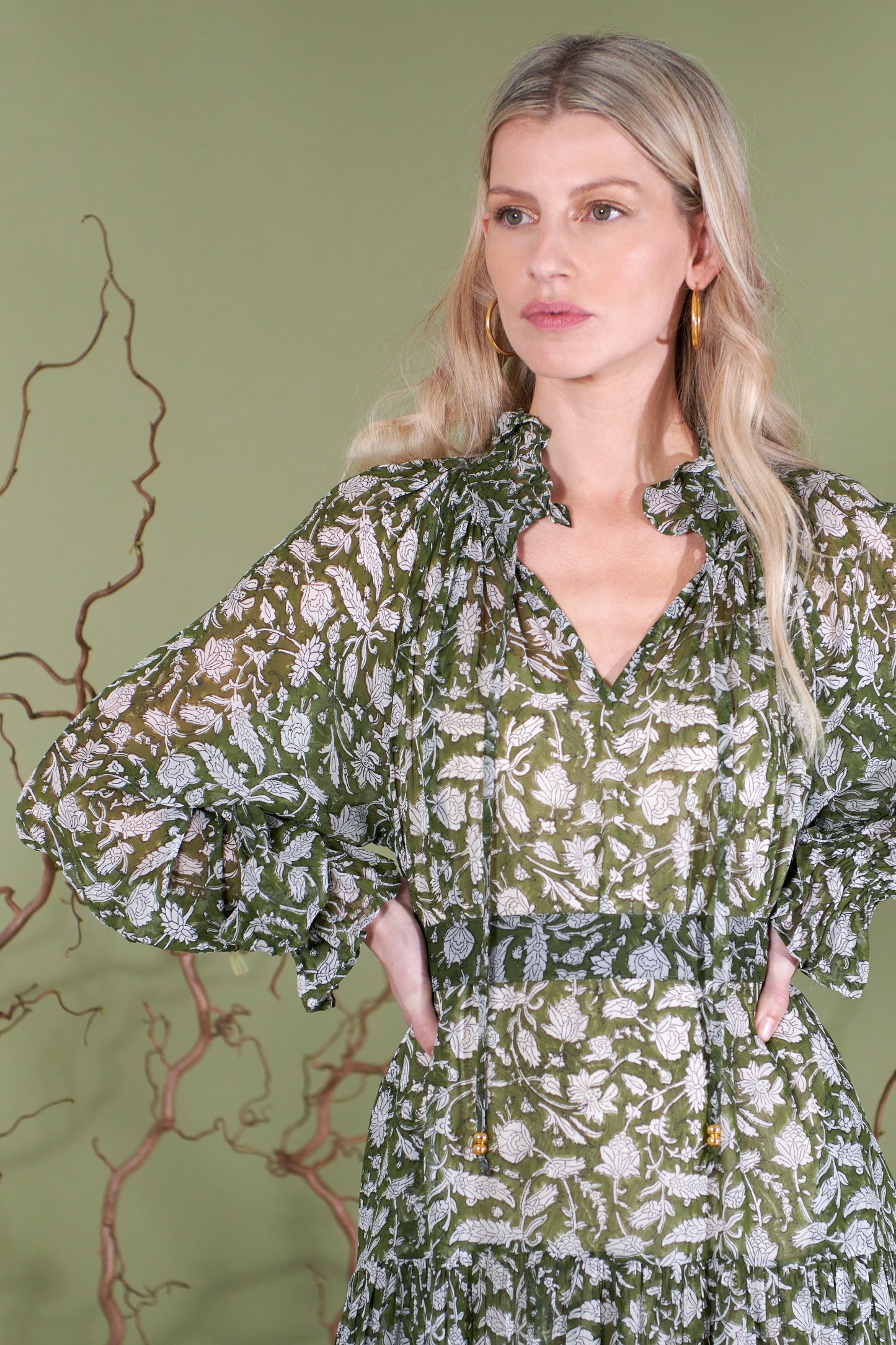 Tilly Dress in Forest Leaves