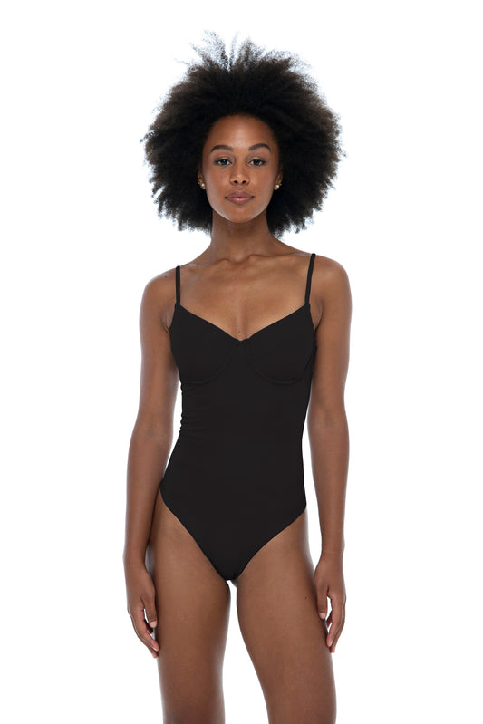 Bria Solid One Piece Swimsuit - Black