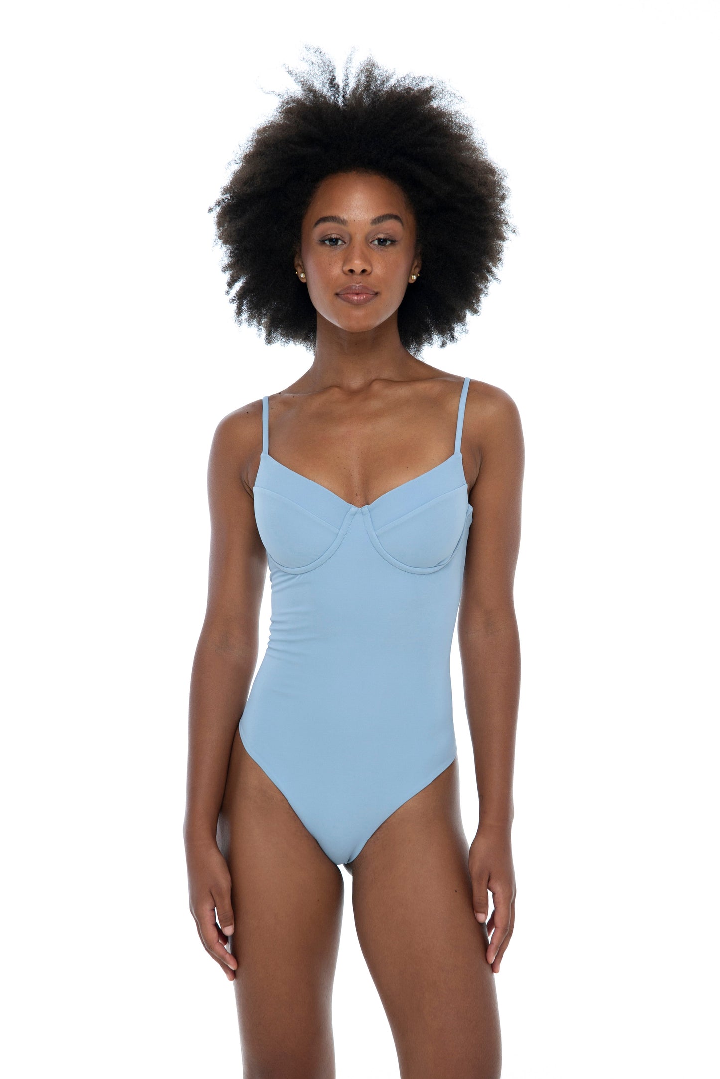Bria Solid One Piece Swimsuit - Sky Blue