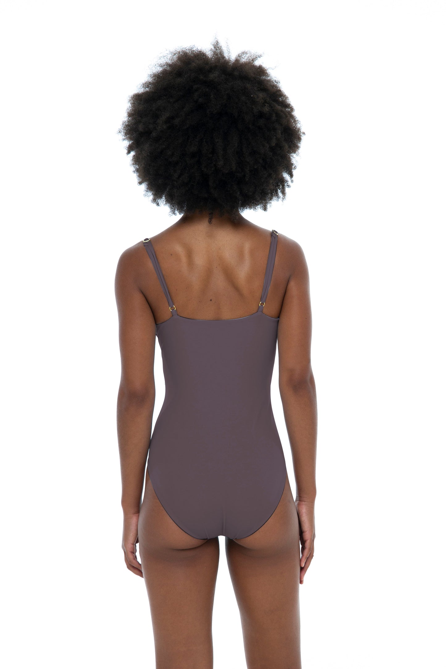 Bria Solid One Piece Swimsuit - Taupe