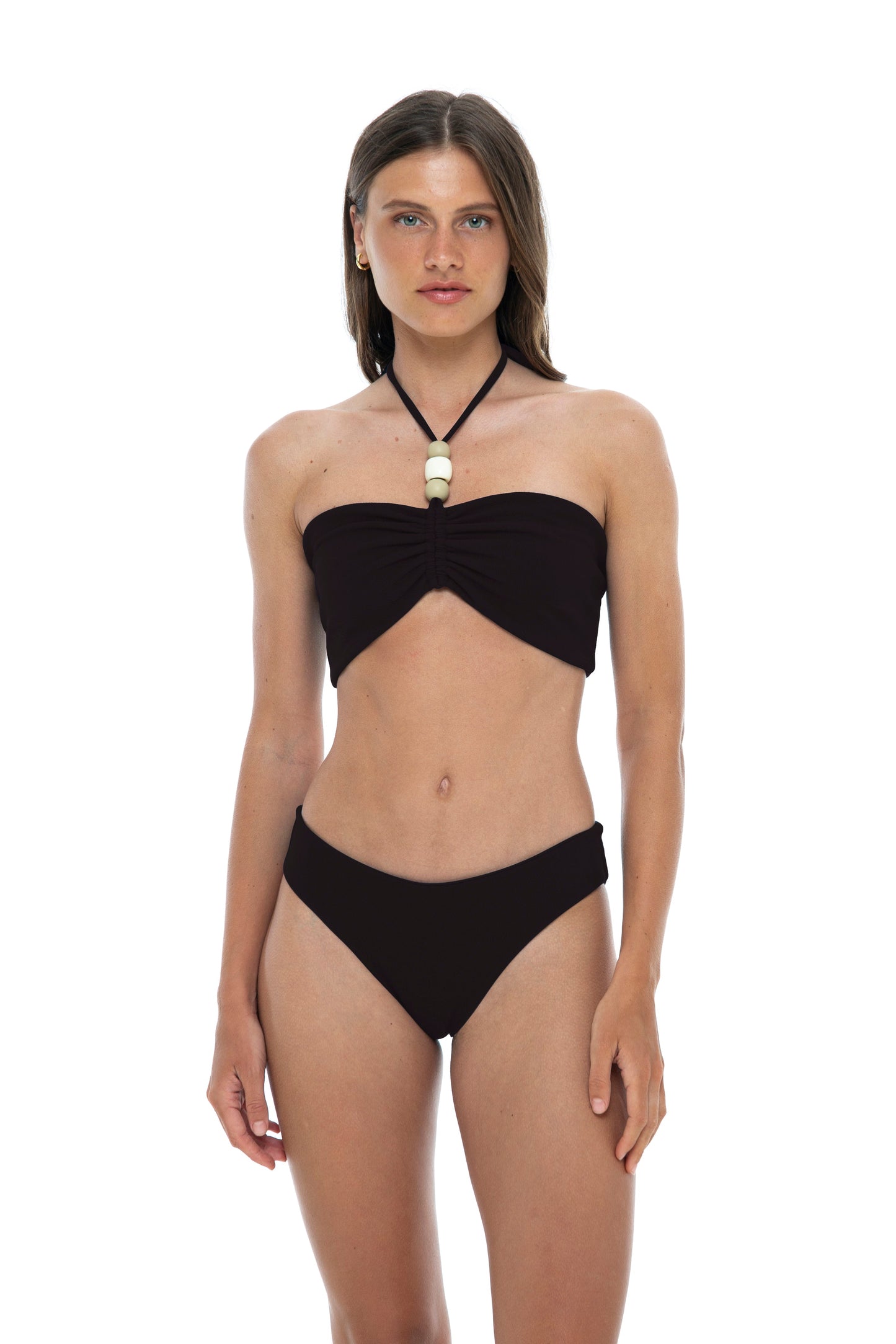Africana Margot Top + Sophie Bikini Bottom Swimsuit - Black