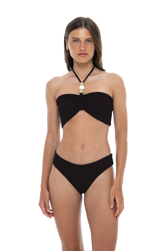 Africana Margot Top + Sophie Bikini Bottom Swimsuit - Black