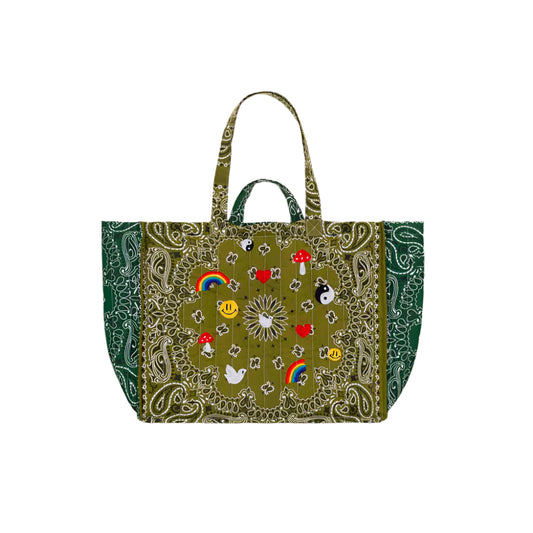 Maxi Cabas Brodé Multi Emojis Bronze/Vert Week-End - PRE-ORDER