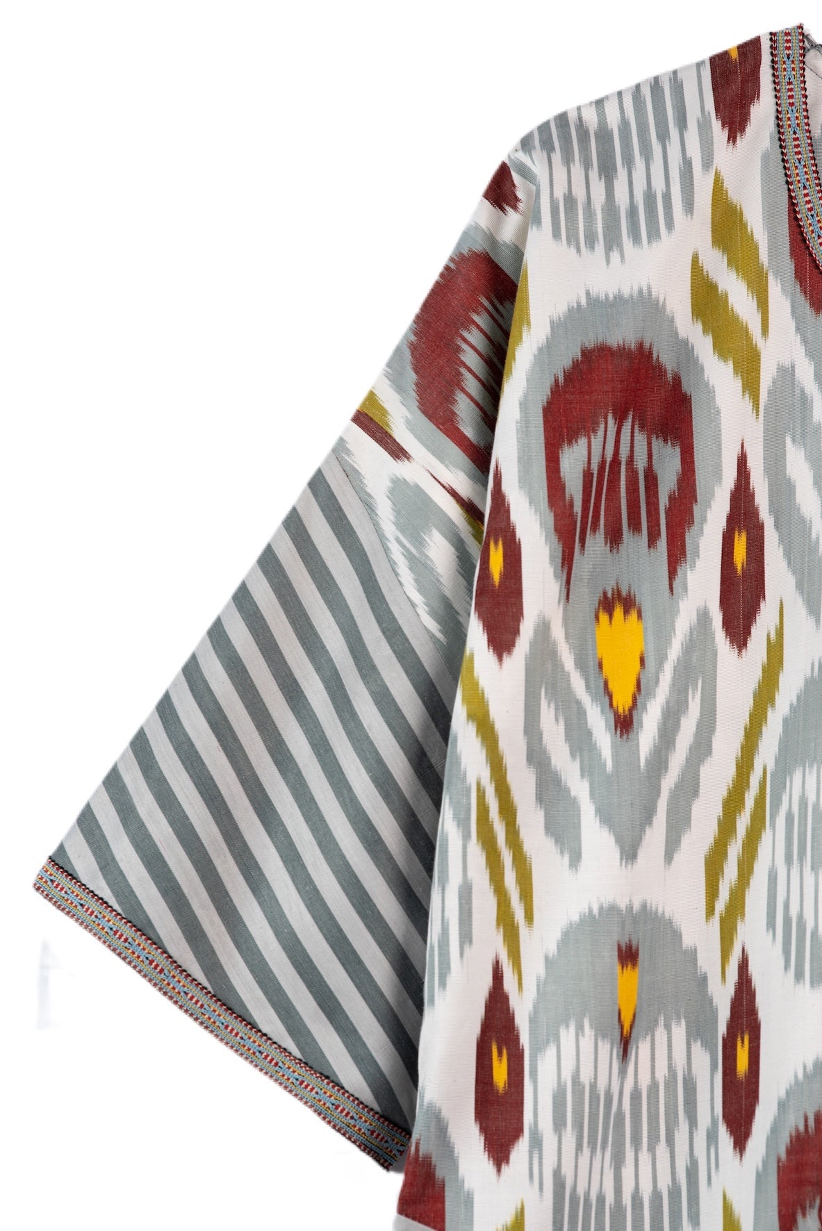 Lisbon Silk Ikat Jacket - Grey, Maroon