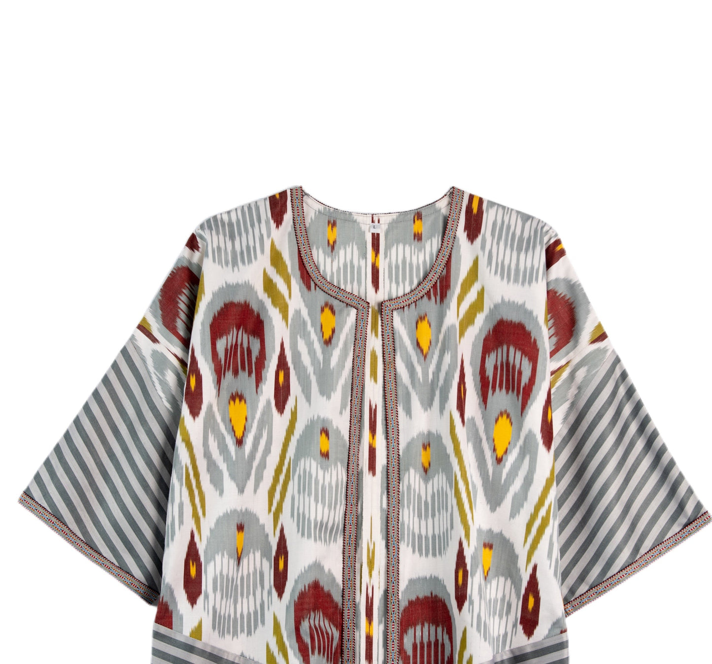 Lisbon Silk Ikat Jacket - Grey, Maroon