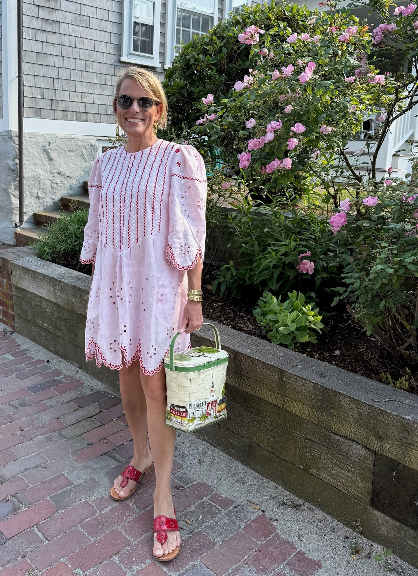 Mini Maryna Pink/Red Embroidered Dress