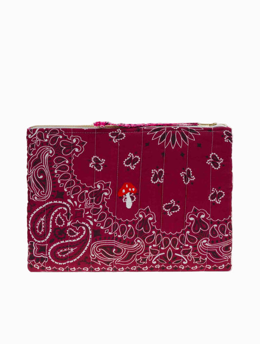 Zipped Quilted Pouch MUSHROOM - Bordeaux/Fuschia