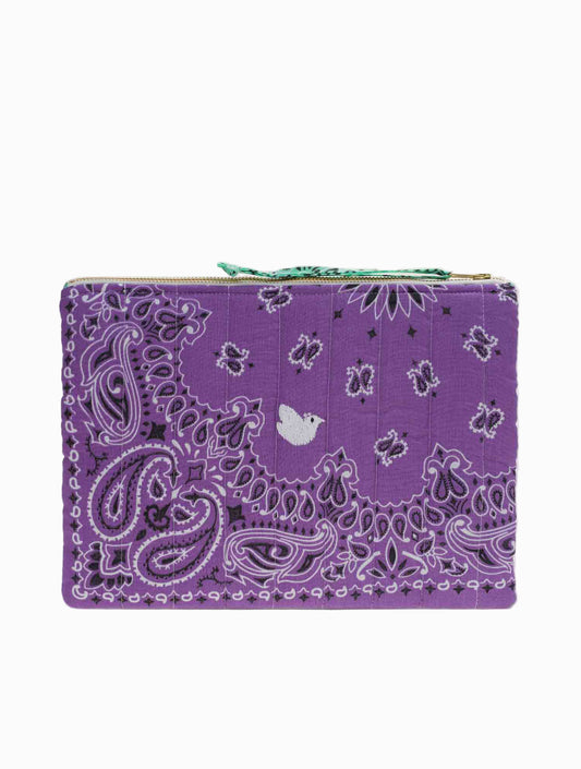 Zipped Quilted Pouch DOVE - Lilac / Mint