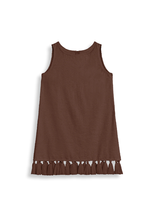 Cotton-Terry Mini Dress with Tassels